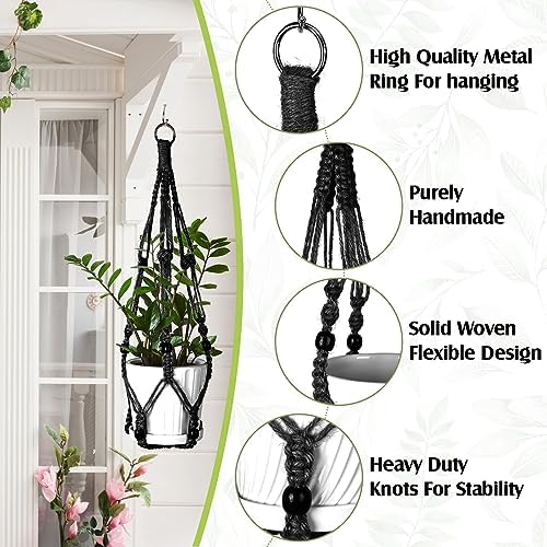 Hoteam 12 Pcs Macrame Plant Hangers Macrame Hanging Planters for Indoor Plants Handmade Boho Hanging Baskets Flower Pots Holder for Outdoor Home Wall Decor - Image 3