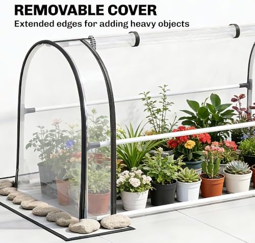 Outsunny Raised Garden Bed with Flip-Up Cover 39.4" x 19.3" x 53.5", White - Image 4