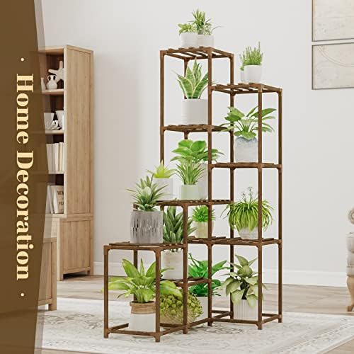 Bamworld 55“ Tall Plant Stand Indoor Outdoor Corner Plant Shelves Wood - Image 5