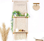Macrame wall Hanging Shelf (Tier 2, Natural White) - Image 2