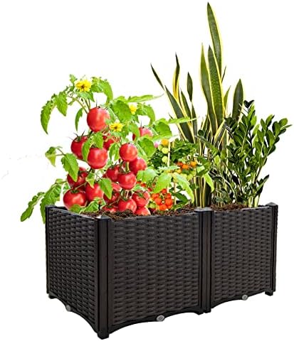 Raised Garden Beds Planters for Outdoor Plants Box Plastic Elevated Garden Bed Kit for Vegetables Flowers Herbs in Backyard Patio Balcony by SOUWUOKOO