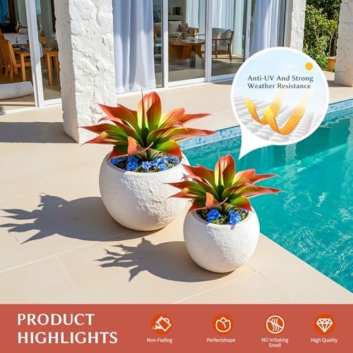 Ttranewsoo 2-Pack 13.8-Inch Red Artificial Agave Plants, UV Resistant Fake Outdoor Succulents and Lifelike Faux Greenery for Planters, Porch, Patio, Garden, Entryway and Indoor Home Decor - Image 6