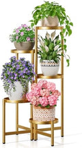 Tall Gold Plant Stand Indoor Outdoor, Corner Metal Flower Pot Stands for Multiple Plants, 5 Tiered Heavy Duty Plant Shelf for Patio Garden Balcony Living Room Bedroom - GoldDisk by Unknown