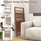 COSTWAY Bamboo Plant Stand, Foldable Multifunctional Flower Display Ladder Shelf, 3-Tier Storage Rack - Image 4