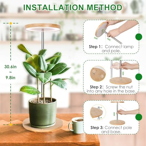 LORDEM Grow Lights for Indoor Plants with Base, Bamboo Design, Timer - Image 6