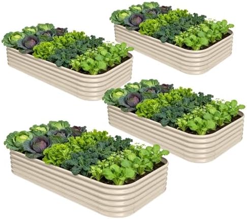 4 Pcs 8x4x1.5ft Galvanized Raised Garden Bed, 18" Metal Planter Box by Annoell