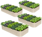 4 Pcs 8x4x1.5ft Galvanized Raised Garden Bed, 18" Metal Planter Box by Annoell
