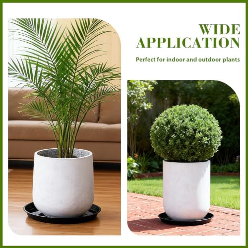 6 Pack 20 inch Plant Saucers for 17.5 inch Planters, Modern Matte Finish 18 20 22 25 inch Flower Pot Drip Tray Base for Indoors Outdoors, Heavy Duty Plant Trays to Catch Water, Black - Image 5