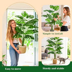 Der Rose 44" Tall Fake Plants, Artificial Tree in Straight Woven Basket - Image 4