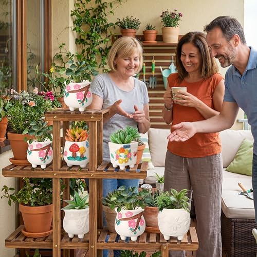Hushee 12 Sets Ceramic Succulent Pots to Paint with Drainage - Image 4
