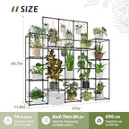 GENTINGBRO Metal Plant Stand Outdoor 63" Tall Plant Shelf for Plants 14-Tier Large Plant Sheves for Indoor Plants Living Room Heavy Duty Rack Garden Balcony Patio Hanging Planter - Image 6