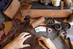 Hide & Drink, Rustic Small Tool Roll-Up Bag (10 Slots), Portable Carry-On Pouch, Workshop Storage, Woodworking Tools Organizer, Vintage, Full Grain Leather, Handmade, Swayze Suede - Image 7