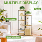 iDavosic.ly 5 Tier Wooden Plant Stand Indoor, 41 Inch Tall, Black & Brown - Image 6