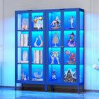 Polup 66" Blue Glass Display Cabinet with 8-Color LED for Collectibles by POLUP