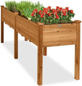 Best Choice Products 72x24x30in Raised Garden Bed, Elevated Wood Planter Box Stand for Backyard, Patio, Balcony w/Divider Panel, 6 Legs, 300lb Capacity - Acorn Brown by BestChoiceProducts
