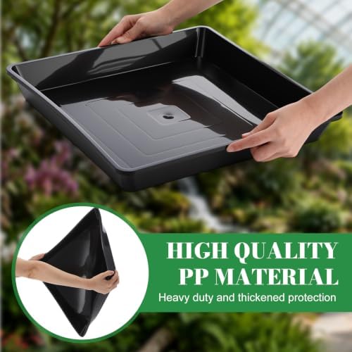 Eccliy 6 Pack Plastic Plant Saucer, Square, 16 Inch, Black - Image 3