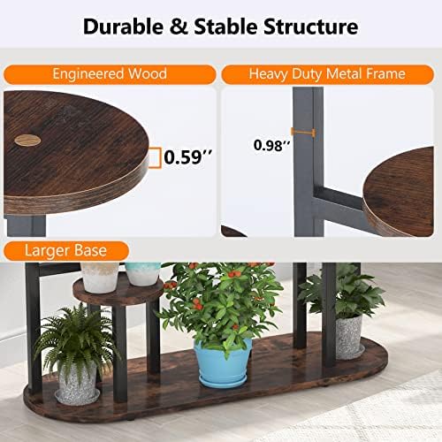LITTLE TREE Multi-Tiered 11 Potted Plant Stand Indoor Tall Plant Shelf Flower Stands Plant Rack for Garden Balcony Living Room, Rustic Brown - Image 6