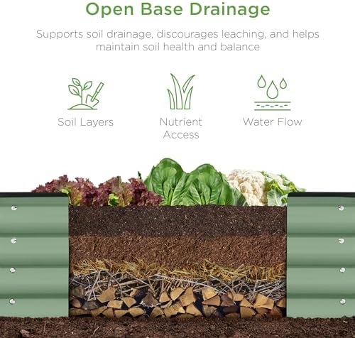Best Choice Products 8x2x1ft Outdoor Metal Raised Garden Bed, Oval Deep Root Planter Box for Vegetables, Flowers, Herbs, and Succulents w/ 108 Gallon Capacity - Sage Green - Image 3