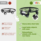 Idzo 14 Inch Heavy Duty Trolley Round Square Metal Plant Caddy, Black for Plant Pots Indoor and Outdoor - Image 4