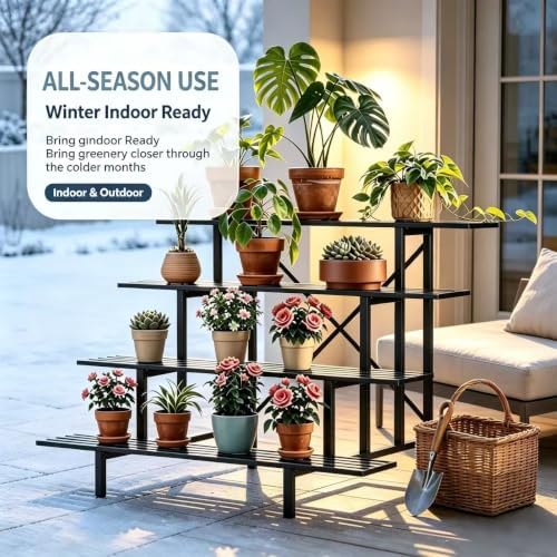 Zhongma 4 Tier Sturdy Heavy Duty Metal Plant Stand indoor & outdoor - Image 6