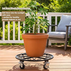 4 Pack Plant Caddy with Wheels 12 Inch Rolling Plant Stand for Large Plants Heavy Duty Plant Rollers Metal Plant Dolly Rustproof Planter Stand Wrought Iron Plant Stands Flower Cart Indoor Outdoor - Image 2