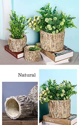 Artificial Stakes Planter Sculpture Concrete Planter Tree Root Stump Flower Pot Log Post Planter - Cactus Succulent Snake Bamboo Plant, Outdoor Lawn Farmhouse Driftwood Decorative - Image 6