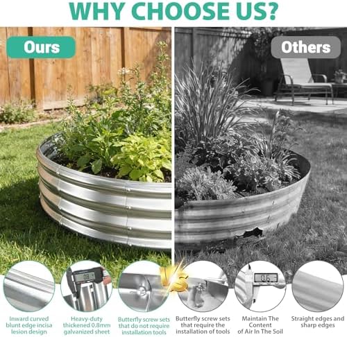 12 Inch Tall 72 Inch Diameter Round Silver Raised Garden Bed Kits Outdoor - Image 4