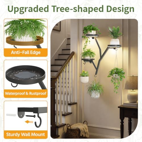 LASZOLA Plant Hanger Holder Wall Mounted Floating Shelf Indoor, Metal Black - Image 4