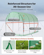 VEVOR Walk-in Tunnel Greenhouse, 10 x 7 x 7 ft Hoop House Greenhouse Tunnel with Watering System, Plant Hot House with Steel Frame, PE Cover, Roll-Up Zipper Door and 6 Windows for Outdoors, Green - Image 3