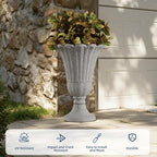 24"Tall Urn Planters for Outdoor Plants, Urns and Pedestal Set of 2 - Image 5