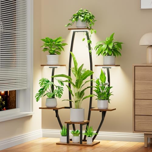 JUSTOGO Plant Stand Indoor with Grow Lights, 7 Tiered Corner Plant Shelf - Image 2