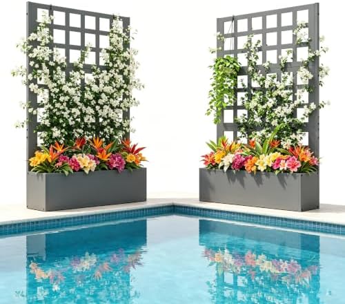 Outdoor Metal Raised Garden Bed - Climbing Plants Stand Raised Planters, Privacy Screen Garden Box Large Flower Bed Weather-Resistant Design 2 Drainage Holes for Planting Flowers Vegetables - Image 6