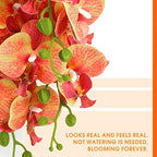 W&W Artificial Orchid Plants and Flowers with Vase, Fake Faux Orchid in Ceramic Pot,19”, Orange - Image 2