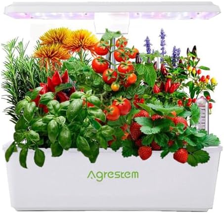 IGS-20SE 12 Pods Hydroponic Growing System, Indoor Garden Up to 23" with 100 36W LED Grow Light of 5 Colors, Automatic Timer, White Plastic Enclosure by Agrestem
