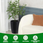 Self-Watering Tall Planter Set – 2 Large 16" & 22" Black Plastic Flower Pots with Drainage, Water Level Gauge – Indoor Outdoor Use, Patio, Porch, Balcony, Garden, Home Office - Image 2