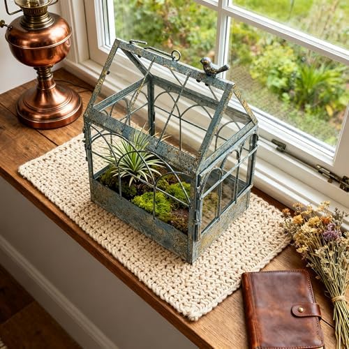 Large House Shape Glass Terrarium with Lid, Geometric Greenhouse - Style Planter for Ferns, Succulents, Air Plants, Handmade Indoor Tabletop Decor (Terrarium Only) - Image 2