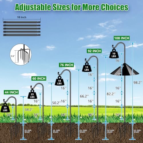 FEED GARDEN 108’’ Bird Feeder Pole Squirrel Proof 1 Pack, Shepherds Hook - Image 5