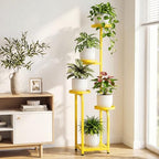 TOSKING Tall 5-Tier Square Plant Stand Indoor Outdoor, Anti-Tip, Yellow - Image 2
