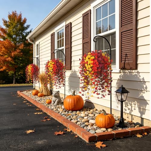 Fake Fall Artificial Outdoor Flowers Plant with Hanging Basket UV Resistant - Image 3