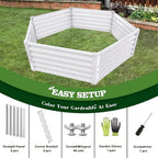 Anleolife 6-Bed 70x60x18in Hexagon Raised Garden Beds, Antique White - Image 6