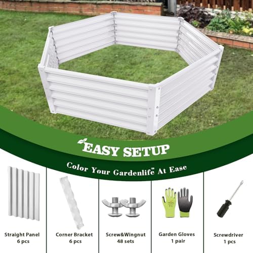Anleolife 3-Bed 70x60x18in Hexagon Raised Garden Beds, Antique White - Image 6