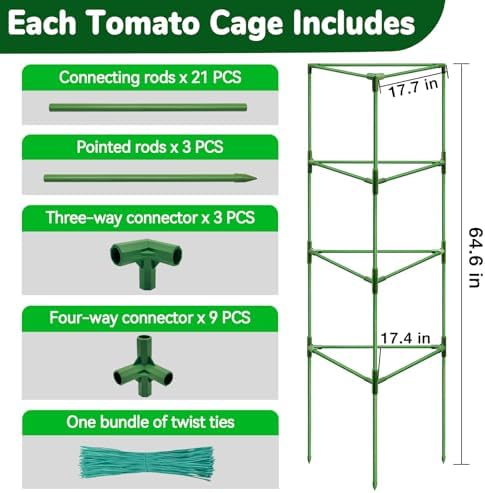 ZeeDix 65 Inch 4 Pack Heavy Duty Tall Tomato Cages for Garden - Image 2