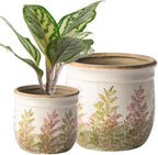 SURE YUESI Ceramic Plant Pots Set of 2, 4.7+5.7 Inch Vintage Indoor Planters with Drainage Hole, Farmhouse Ceramic Flower Pots for Indoor Plants, Rustic Cottage Decor for Home Kitchen Garden, Pink by SUREYUESI