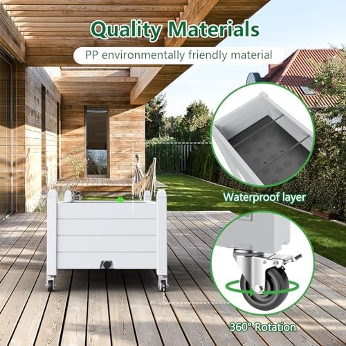 Vixzen Raised Garden Bed Outdoor,Reinforced Large Planter Box with Wheels & Storage Shelf,Mobile Planter Bed Box for Backyard, Patio, Balcony (Ashen, 17.5" h) - Image 6