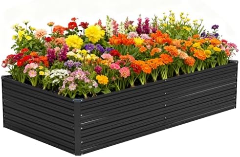 Vengarus 8x4x2ft Galvanized Raised Garden Bed,Metal Raised Beds Kit Black by Vengarus