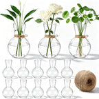 10 Pack Glass Plant Propagation Stations, Plant Terrarium Bulb Glass Propagation Vases with Hemp Rope, Clear Hydroponics Jars Gardening Gifts for Home Office Desk Decoration by Ferrochef
