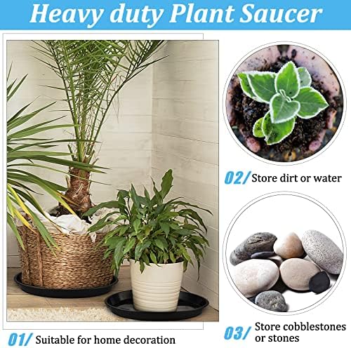 Eccliy 6 Pack Plastic Plant Saucer, Round, 16 Inch, Black - Image 5