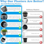Sun-E 10" Self-Watering Whiskey Barrel Planter 3 Pack for Indoor Outdoor - Image 4