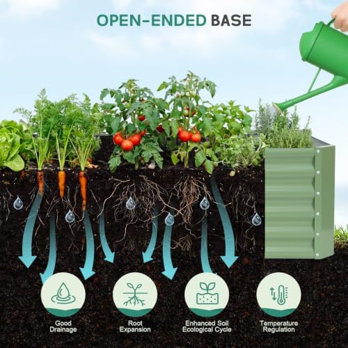 Galvanized Steel Raised Garden Bed, 4x2x1.4ft, 2Pack, Green - Image 6
