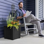 Step2 Lakewood Planter Box 2-Pack, Resin Outdoor Window Box Planters, Self-Watering, Black - Image 3